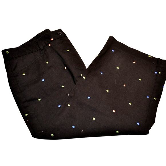 Harve Benard Women's Crop Black Pants with Embroidered Polka Dots Size 10 Fun - Picture 1 of 7